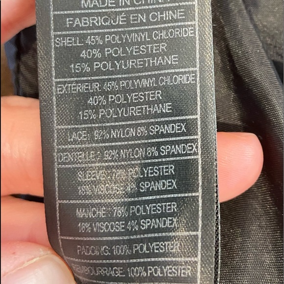 Faux Leather Jacket ~ lace sleeves - Picture 5 of 8